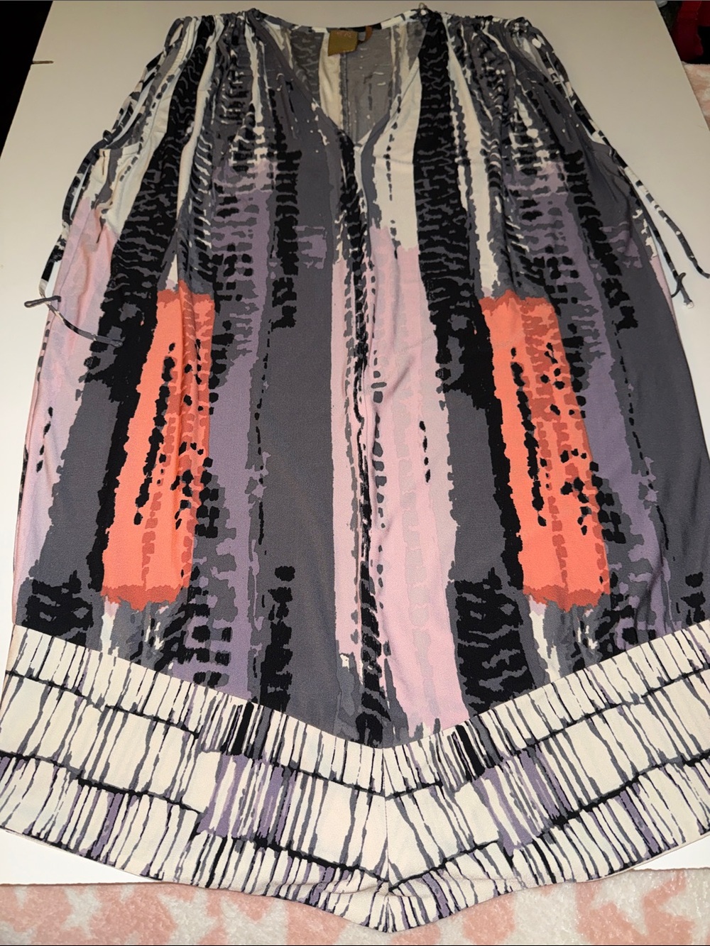 Ali Ro Mini Dress in Gray, Pink & Coral Accent
